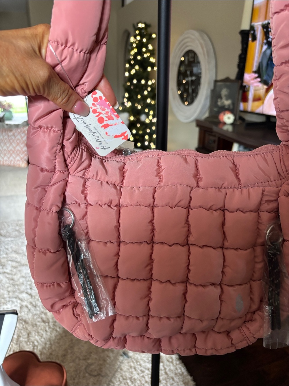 Free People Pink Quilted Padded Crossbody Bag